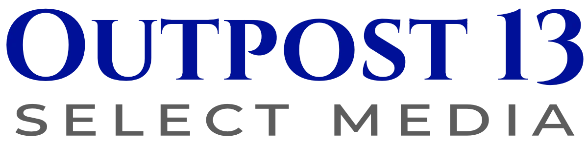 Outpost 13 Select Media wordmark with blue &ldquo;Outpost 13&rdquo; and gray &ldquo;Select Media&rdquo; text